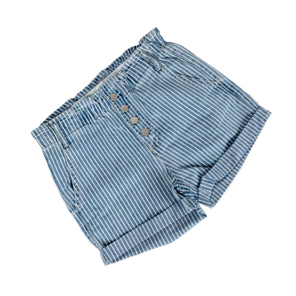 Tractr Kids Denim Shorts Stripe Blue